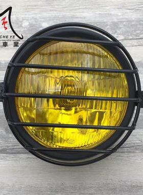 CG125摩托车改装覆古大灯 GN125覆古前照灯 铁壳黑色远近大灯圆灯