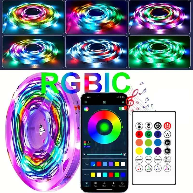 led灯带led条自粘5V幻彩USB灯条ws2812b跑马流水氛围灯RGBIC灯带
