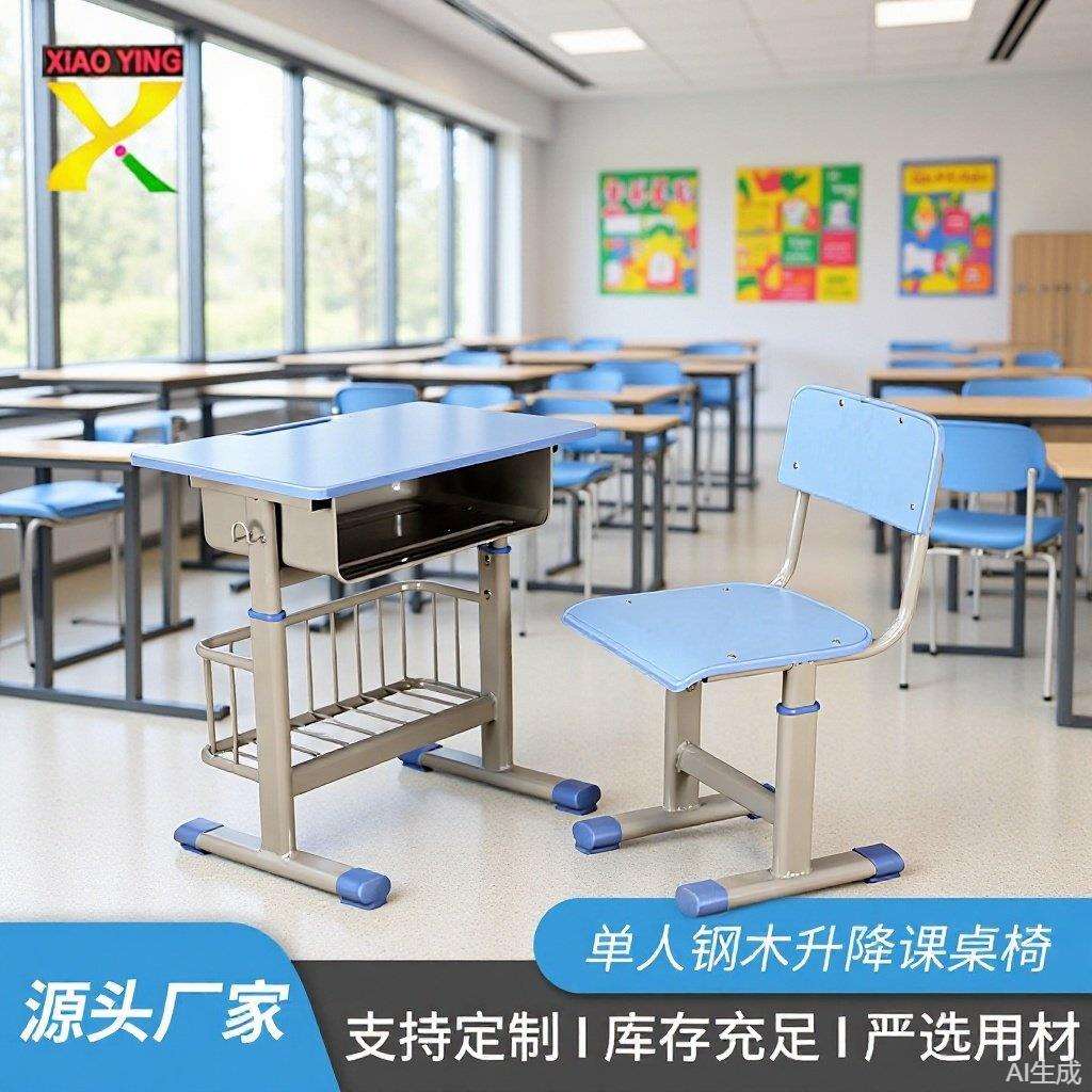 学生课桌椅学校书桌可升降课桌培训桌学习桌椅钢木中小学课桌套装