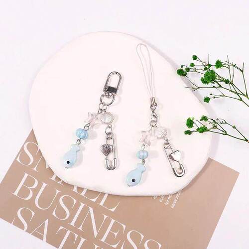 Y2K Phone Charm Bow Heart Star Keychain Pendant Kawaii Key