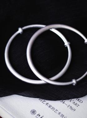 高档999银手足古法承手镯 磨砂款镯 克价亲们自己对比 传女款纯银