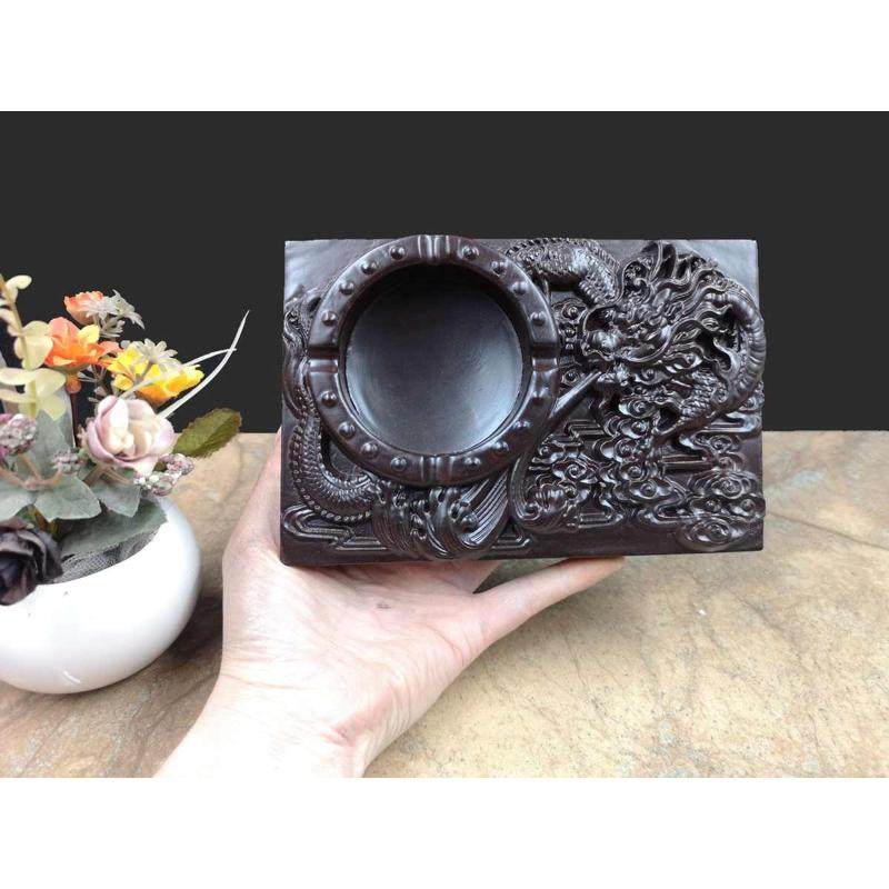 黑檀木雕新中式复古烟灰缸创意大号客厅办公室实木质灭烟灰缸