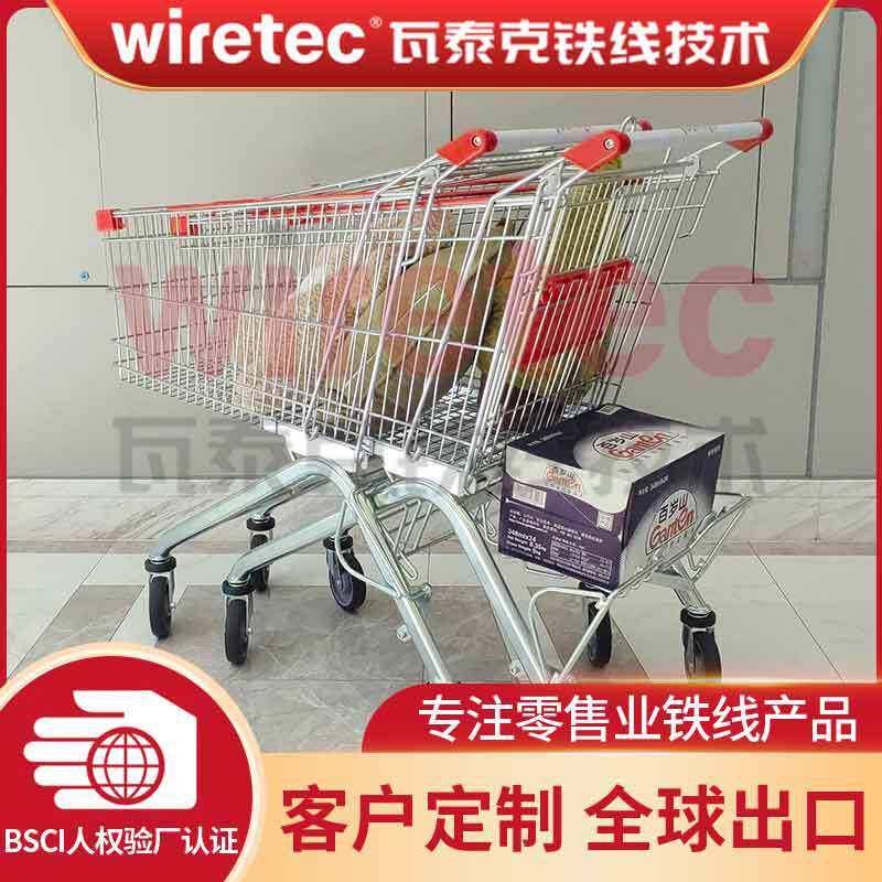 超市便捷手推车带啤酒架轻便推车置物架金属网丝车印刷logo广告