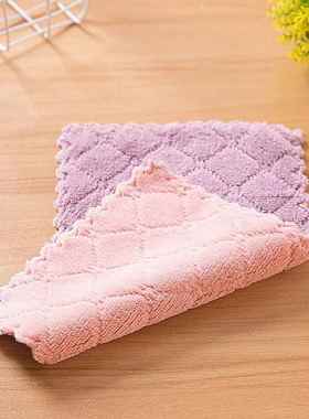 Coral fleece kitchen cloth, dual-color and dual-sided, oil-r