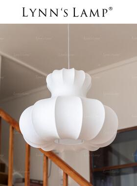 Lynn's立意中古蚕丝布艺吊灯卧室书房设计师餐厅奶油风白色灯具