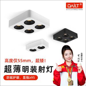 led明装射灯一头两头三头四头无主灯方形矮款斗胆灯智能可调光