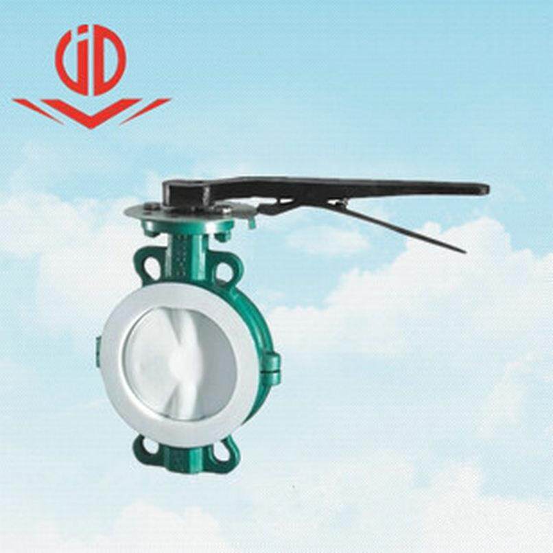 上海衬氟对夹式蝶阀D71F46手动衬氟蝶阀手柄对夹软密封蝶阀