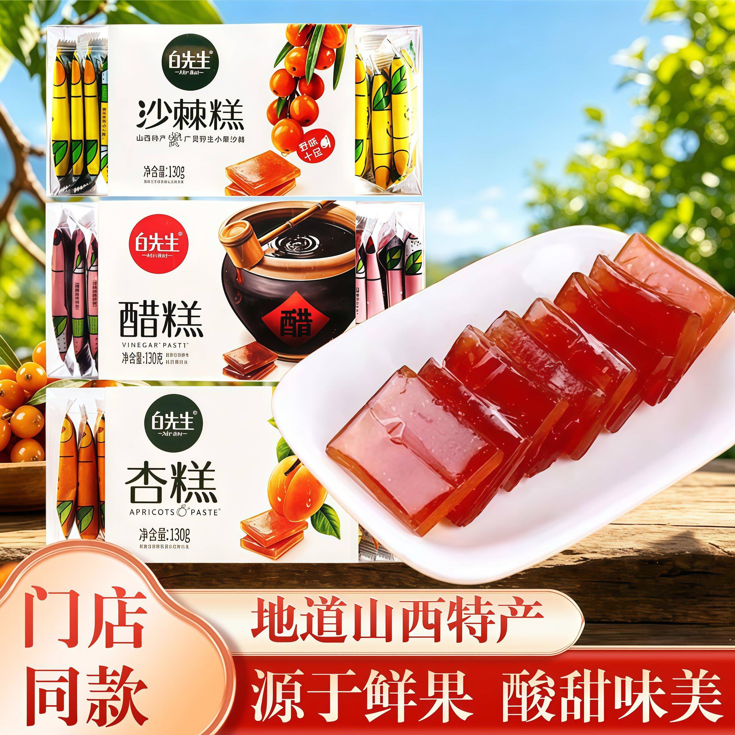 白先生沙棘糕醋糕杏糕130g山西特产孕妇休闲零食果糕蜜饯伴手礼