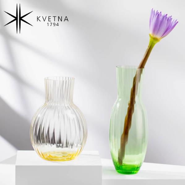 KEVTNA1794进口创意条纹玻璃花瓶现代家居客厅餐桌工艺品摆件彩色
