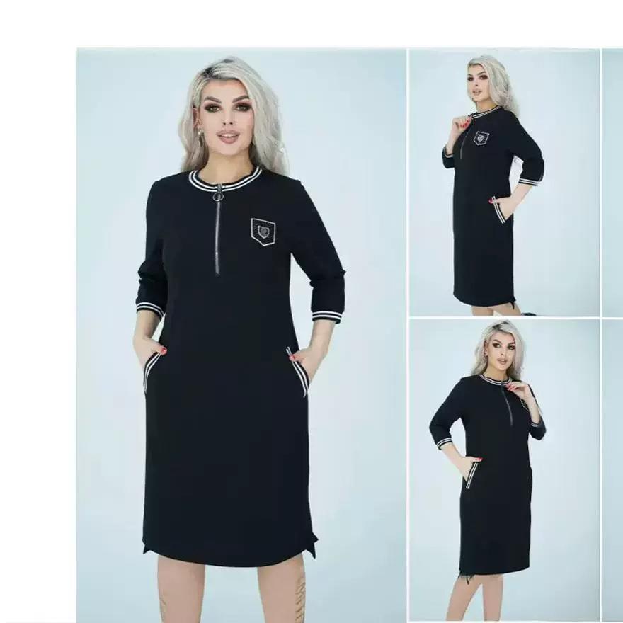 Zipper waist slimming temperament womens dress medium length