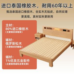 实木床胶木家用1加.8×2双人床加屋厚粗现橡代简约QDN出租1.2单人