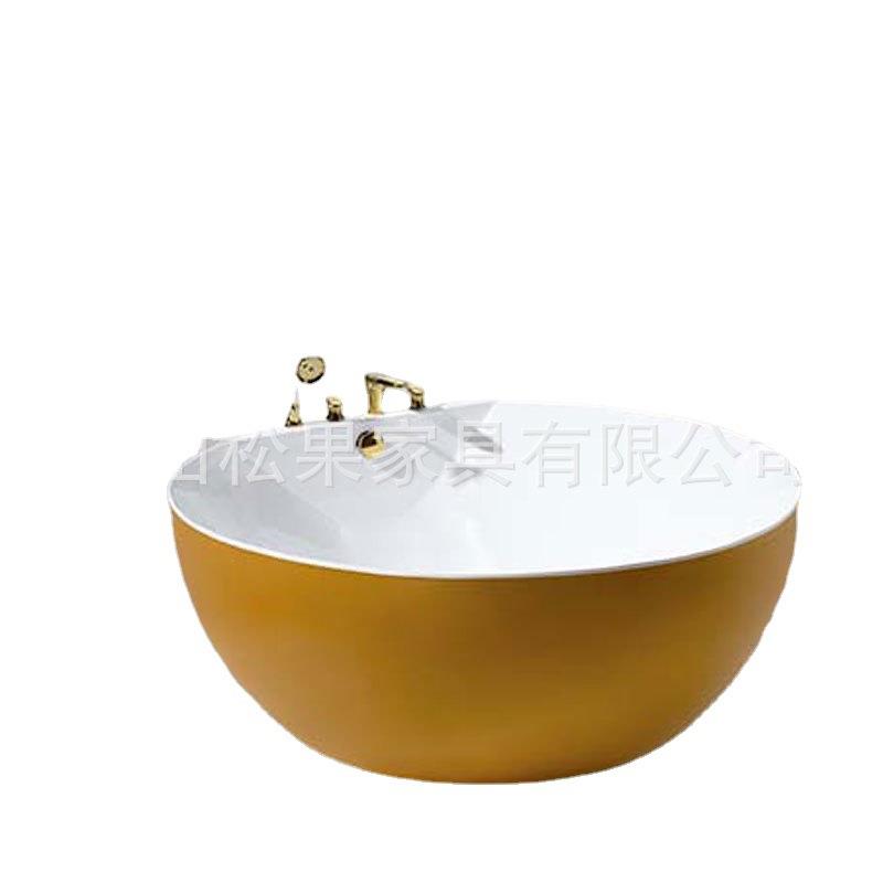 家用浴池圆形冲浪按摩水龙头小户型亚克力欧式酒店民宿独立式浴缸