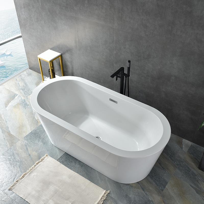 椭圆形双层厚边亚克力浴缸家用小户型卫生间加深保温深泡泡澡浴盆