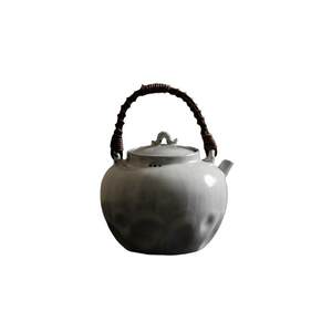 粗陶手工粉引松研围炉煮茶提梁壶功夫茶具野炊温茶明火泡茶壶