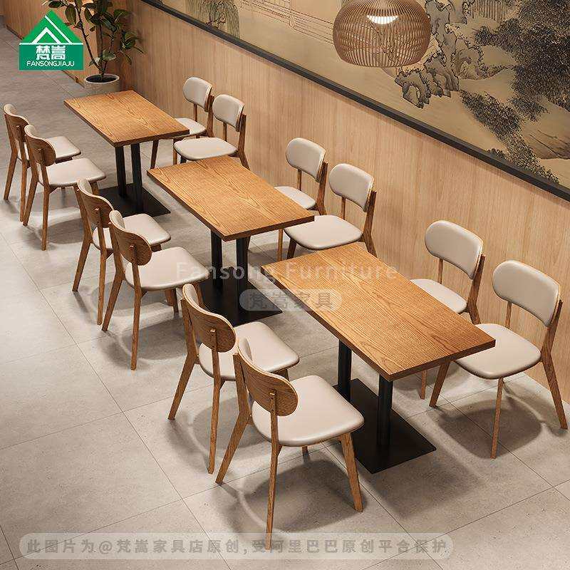 面馆米线店桌椅组合中餐厅卡座沙发日料店餐饮饭店实木餐椅商用