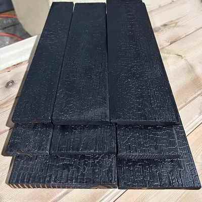 黑炭爆裂纹碳化板龟木裂纹木烧木纹杉板黑色木火烧深度板实木炭化