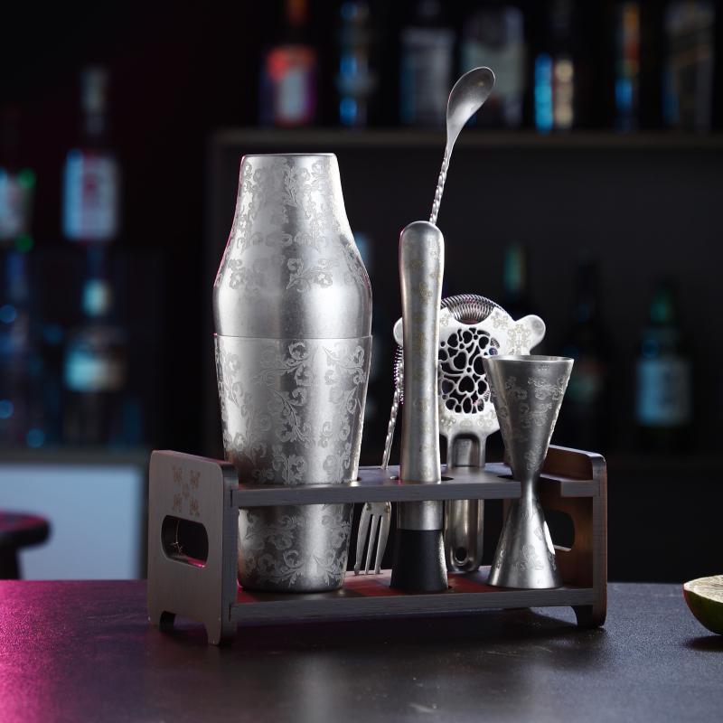 调酒师标配全套调酒用具6件套装调酒器带架摇酒壶调酒工具套装
