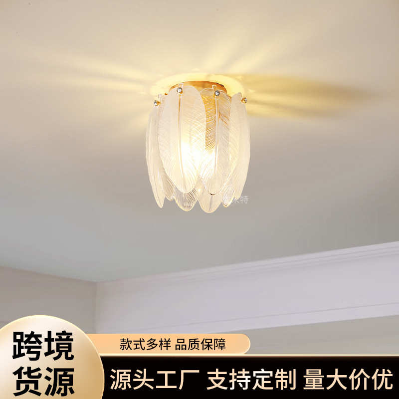 过道灯走廊灯法式奶油简约风灯具家用阳台灯玄关入户吸顶灯中山灯