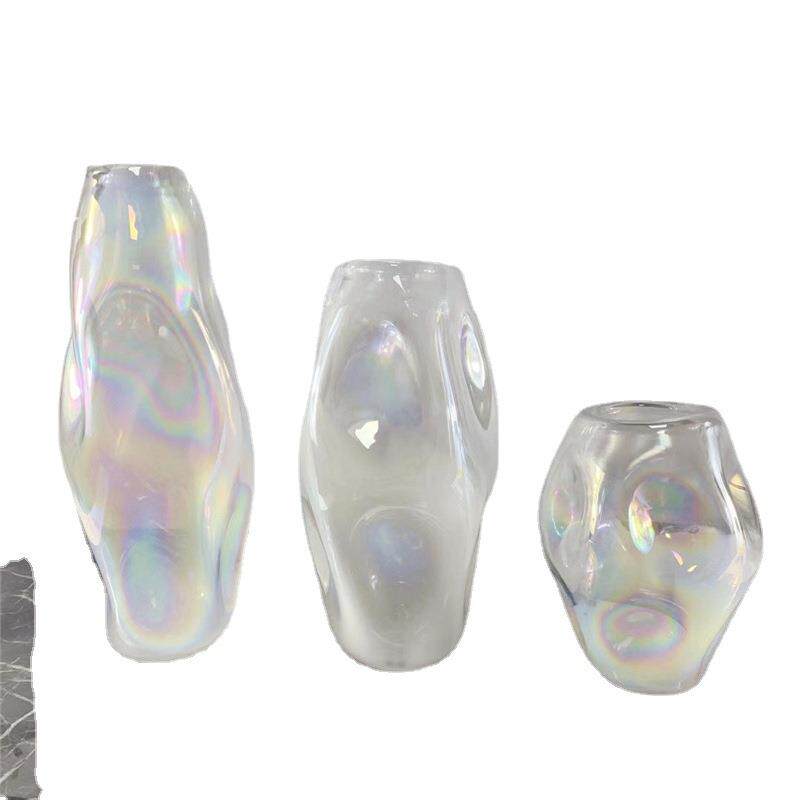 现代彩色玻璃插花瓶摆件样板间餐桌玄关茶售楼处软装饰品花器