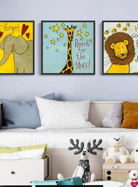 网红动物园乐简儿房男孩美室床卧头童挂画装饰画客厅壁画美式卡通