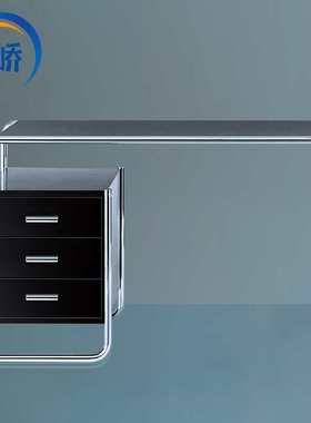 昀峤家具S285 Desk简约现代不锈钢板式长方形带抽办公桌电脑桌子