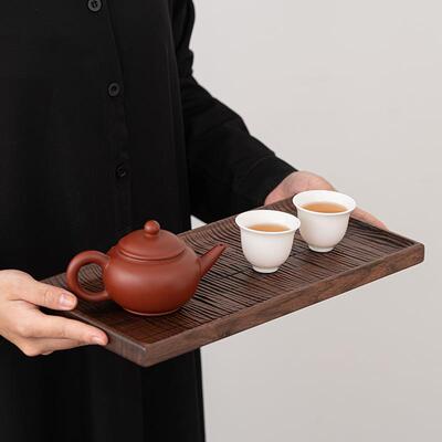 胡托HTM20227桃木方托盘长干泡茶盘糕蛋面包早餐茶点盘酒店用品餐