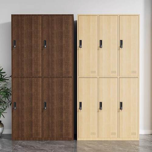 员工更衣柜宿舍衣柜储物柜钢制木纹浴室铁皮柜健身房存包柜子带锁