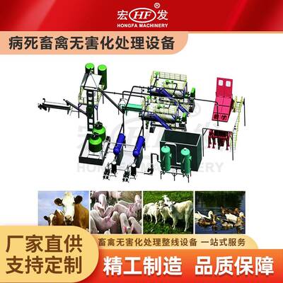 病死畜禽无害化处理宏发动物尸体无害处理设备高温高压干化工艺