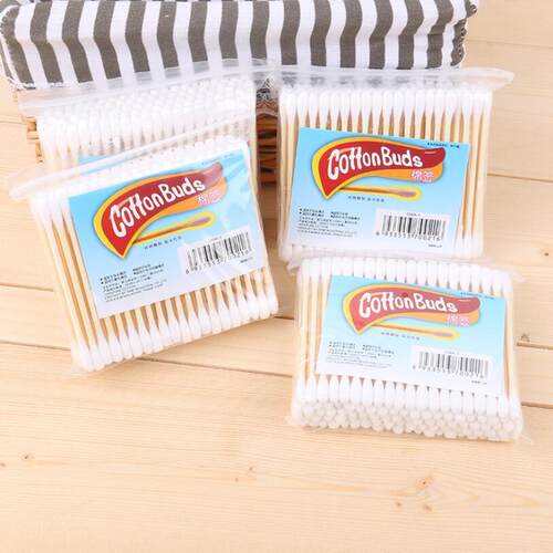 100 packs of simple sealed cotton swabs, double-headed woode