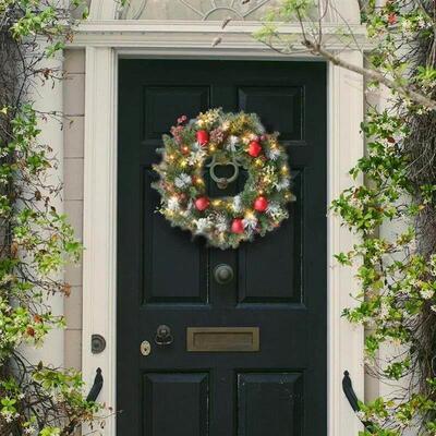 40cm Simulation LED Christmas Wreath, Front Door Christmas W