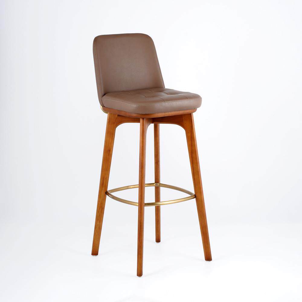 简约北欧现代实木吧椅高脚凳子设计师创意时尚酒吧椅岛台怀旧复古