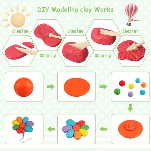 24 Color Polymer Clay Earring Making Kit For Arts And Crafts