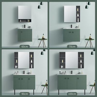 云雾湖绿意大利大花白岩板多层实木浴室柜组合