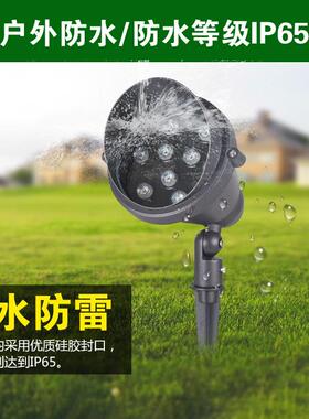 led投光灯户外防水照树灯景观射灯草坪插地灯超亮七彩室外射树灯