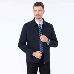 ZZ新士棉衣夹克纯爸爸装 老年男19589 商务翻色领棉服上衣中 款 冬季