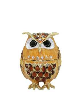 出口日韩珐琅彩工艺猫头鹰小饰品收纳创意家居桌面摆件装饰盒批发