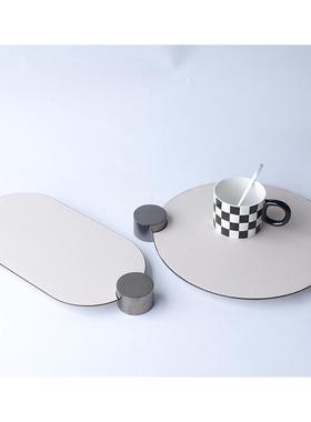 现代奢样板房家装居34368客厅茶几面饰皮质桌不锈钢圆轻形简约装