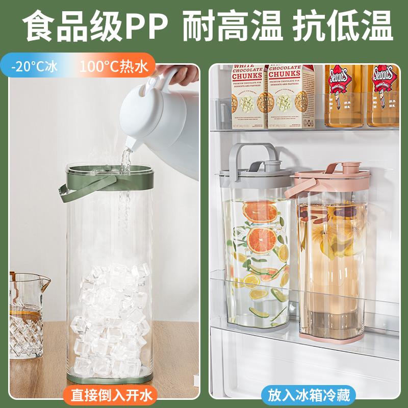 箱冷水壶大容量凉开水壶耐冰高温家用刻带盖带度密凉HYttxwle封水