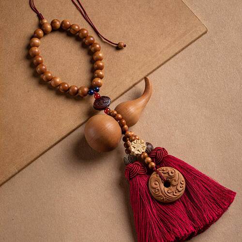 桃木葫芦汽车挂件高档福禄平安扣车内吊饰车载挂饰男女后视镜饰品