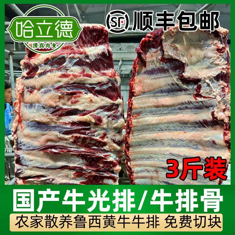 3斤国产牛排骨光排肋排骨头清真黄牛带骨生鲜牛肉煲清炖手把牛排