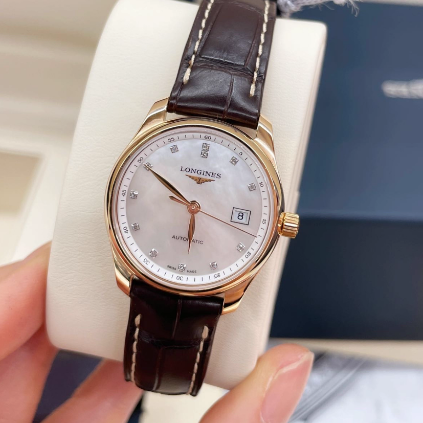 漏价9.8新 浪琴名匠系列18K金自动机械29MM钻石女表L2.257.8.87.3