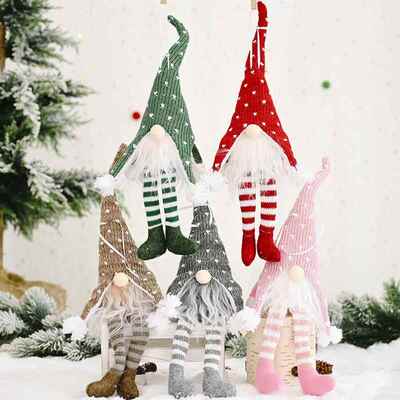 Christmas Decorations Forest Old Man With Lamp Hanging Leg