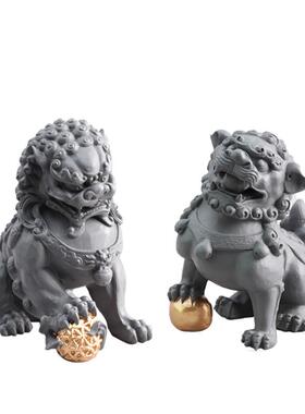 中艺狮子摆件现代狮子样新板间别墅客厅电视柜家居装饰动物雕塑式