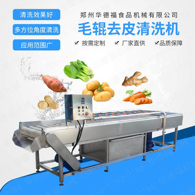 土豆毛辊清洗机萝卜莲藕芋头毛刷清洗设备去皮去泥型号可d制