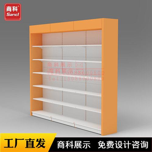 ABC童装母婴店货架灯箱创意墙架橙色用品奶粉铁层板展柜