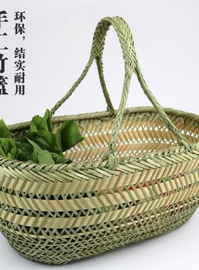 竹编竹篮手提买 菜篮子手工竹筐水果篮鸡蛋篮厨房收纳筐家用购物