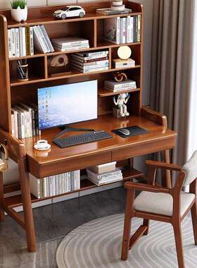 全实木书书课架一体家用学生桌椅电桌子简桌约写字YSB-888#脑桌升