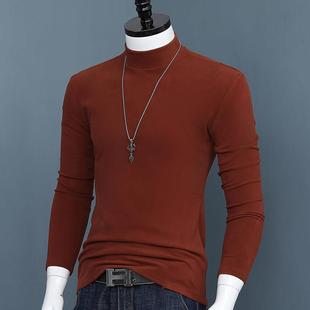 打底衫 双面半高领长袖 大码 纯色修身 秋冬青年简约秋衣1221r t恤男士