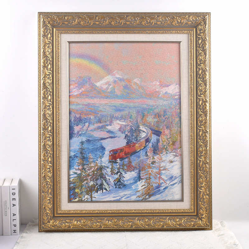 儿童70长50宽diy一千片拼图相框 84开线条框线挂墙装裱自装大画框