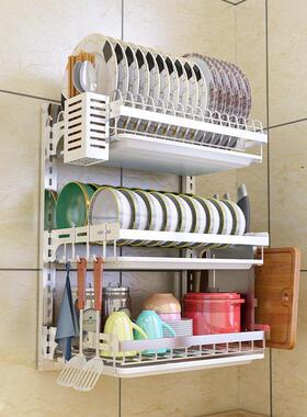 304不锈钢厨房碗架沥水架壁挂式碗碟置物架碗盘收纳层架碗筷收纳